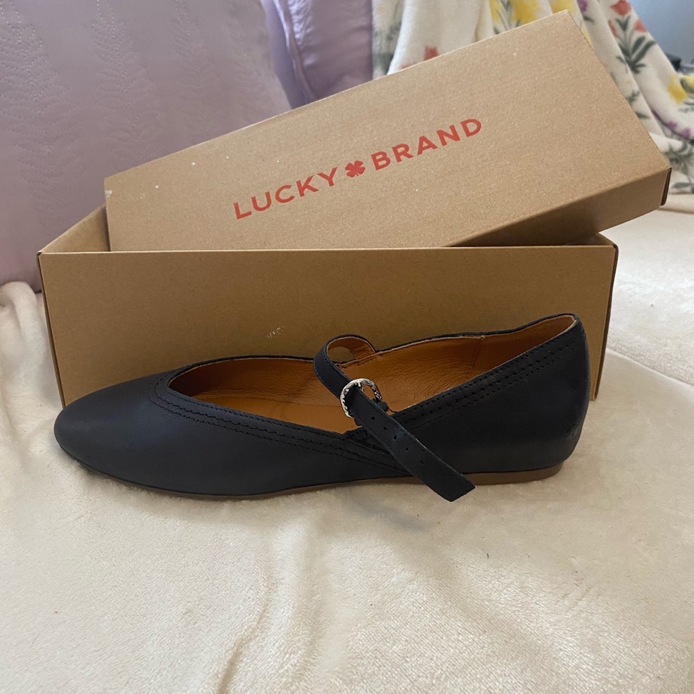 Lucky Brand Black Strap Flats